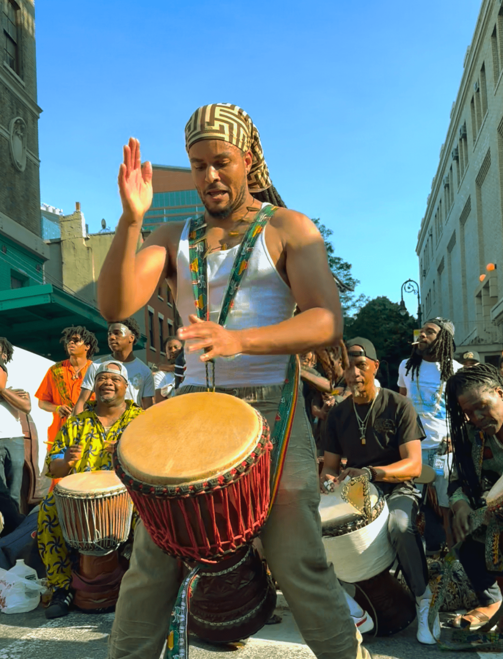 Man playing djembe