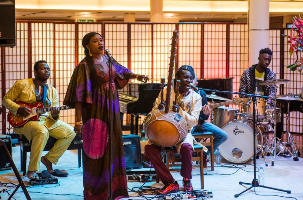 Noumoucounda and Gounda Cissoko performing with their group