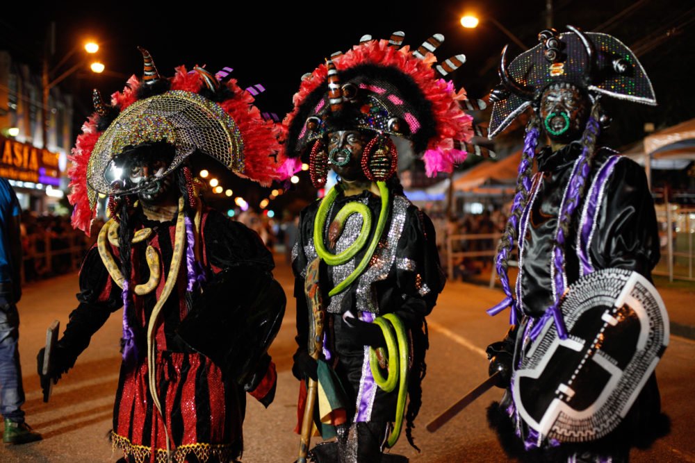 Black Indians at a traditional Mas competition