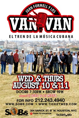 Tix: Los Van Van w/Juan Formell, Aug 11 at SOBs!